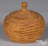 Alaskan Indian coiled and lidded basket