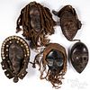 Five African Tribal masks