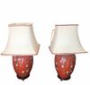 Vintage Frederick Cooper Red Porcelain Lampa as Pair