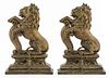 Cast Iron Lion Chenets or Doorstops, Pair