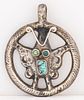 Native American Silver Turquoise Butterfly Pendant