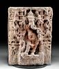 Large 18th C. Indian Stone Panel w/ Ganesh
