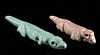 2 Fine Tairona Stone Lizard Pendants