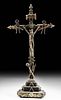 19th C. Mexican Painted Wood Crucifix w/ Christ & Tools