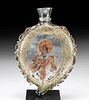 17th C. Italian Devotional Glass Flask w/ St. Nicholas