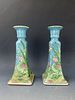 Pair Vintage Chinese Porcelain Candle Stick Holders
