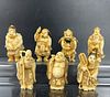 The Seven Gods of Luck Carving Bone Statues