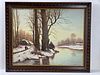 A Framed Winter Scene on Canvas by H. Verhaaf (1890 - 1970)
