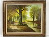 A Framed Trees and River Streem on Canvas by H. Verhaaf (1890 - 1970)