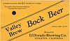 1935 Valley Brew Bock Beer No Ref. Keg or Case Label WS56-20 - Stockton, California