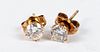 Pair of 14K gold diamond stud earrings, .5dwt.