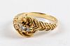 18K gold and diamond ring, 3dwt, size 5.