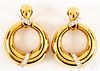 Pair of 18KP gold and diamond earrings, 10.3dwt.