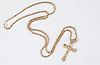 14K gold necklace with cross pendant, 5dwt.