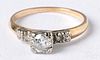 14K gold and diamond ring, size 7, 1.4dwt.