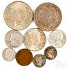 US coins, to include two silver dollars, etc.