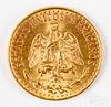 1945 gold two peso coin, 1.1dwt.