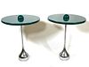 Pair of Contemporary Wood and Chrome Occasional Tables