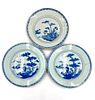 Three Chinese Export Blue and White Dishes