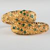 18k Gold and Emerald Hinged Cuff Bracelet