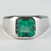Platinum and Emerald Ring