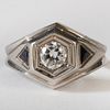 18k White Gold, Diamond, and Synthetic Sapphire Ring