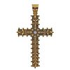 Castellani Gold Granulated Diamond Cross Pendant