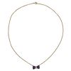 Van Cleef & Arpels Gold Lapis Diamond Bow Pendant Necklace