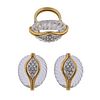 18k Gold Carved Crystal Diamond Earrings Ring Set
