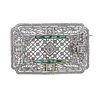 Art Deco Filigree 14k Gold Diamond Emerald Pendant Brooch