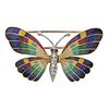 18k Gold Diamond Enamel Butterfly Brooch Pin
