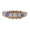 Antique 18k Gold Old Mine Diamond Sapphire Ring