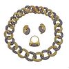 Kanaris 40.87ctw Diamond Sapphire Earrings Ring Necklace Set