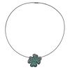 18k Gold Necklace Silver Emerald Diamond Clover Pendant