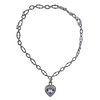 Judith Ripka Silver 18k Quartz Diamond Heart Pendant Necklace
