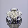 Art Deco Platinum Old Mine Diamond Engagement Ring