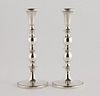 Pair Of Cartier Sterling Silver Candlesticks