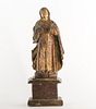 Carved Wood Figure Of Virgin Mary, 18th Century