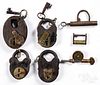 Collection of wrought iron pad locks, 19th c.