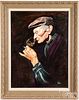 Oil on canvas portrait of a man with snifter