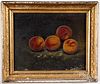 Oil on board still life with peaches, ca. 1900