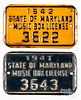 Two Maryland embossed tin music box license