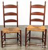 Two Shaker side chairs, in old finish.