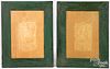 Pair of green painted pine frames, late 19th c.