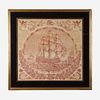 A copper-plate printed handkerchief, "First Built Line of Battle Ship in the Western World" circa 1814