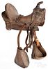 Child's tooled leather saddle