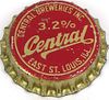 1933 Central Beer  Bottle Cap East Saint Louis, Illinois