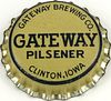 1939 Gateway Pilsener Beer  Bottle Cap Clinton, Iowa