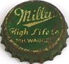 1929 Miller Beverage  Bottle Cap Milwaukee, Wisconsin