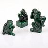 3 Carved Monkey Figurines & Box
